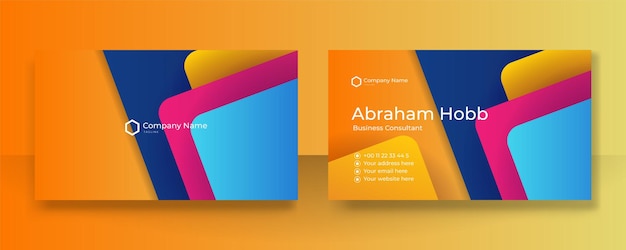 Moderne, kreative und saubere, farbenfrohe, orangefarbene Visitenkarten-Designvorlage Luxuriöser, eleganter Visitenkarten-Designhintergrund mit trendigen, einfachen, abstrakten, geometrischen, stilvollen Wellenlinien Vektorillustration