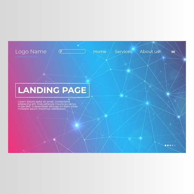 Moderne landing page mit abstraktem design