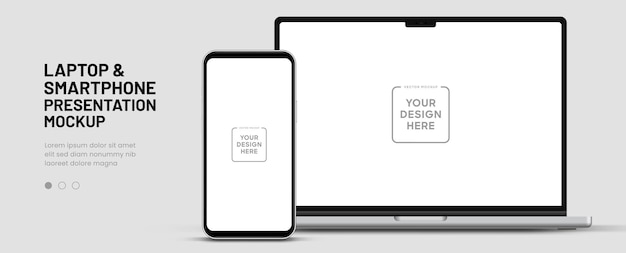 Moderne Laptop-Mockup Frontansicht und Smartphone-Mockup hoher Qualität isoliert auf weißem Hintergrund