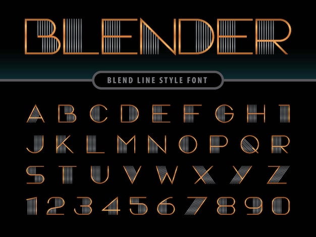 Moderne lineare Alphabet-Buchstaben, Linien mischen stilisierte gerundete Güsse