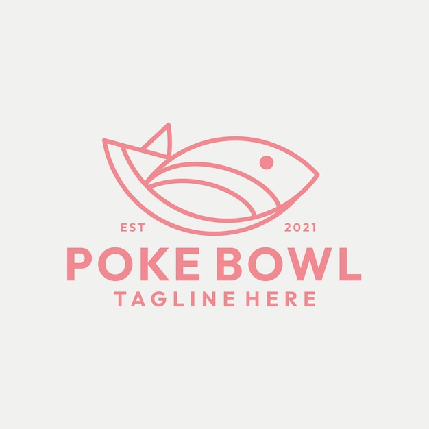 Moderne linie kunst poke bowl logo vektor