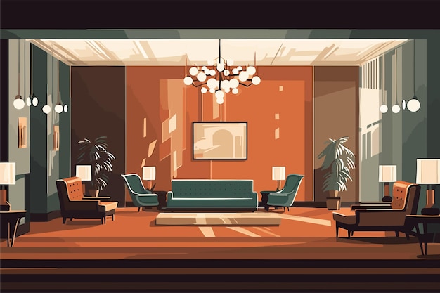 Moderne luxushotel rezeption und lounge vektorkunst illustration