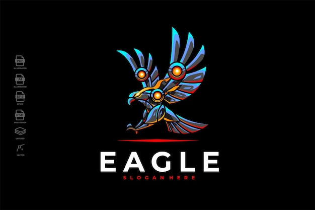 Moderne mecha-roboter-adler-logo-design-vorlage