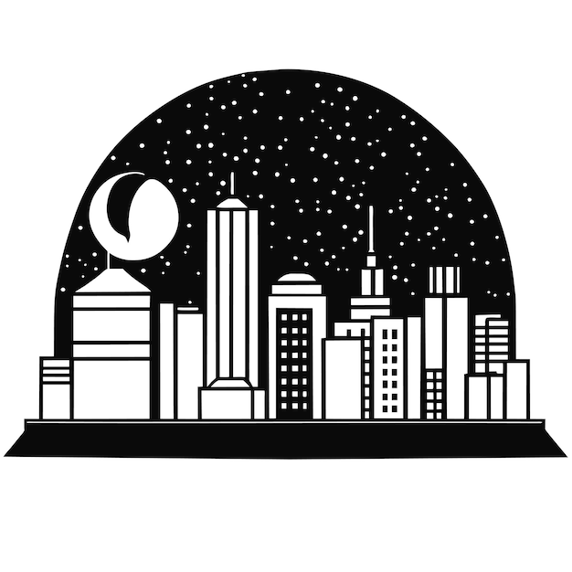 Vektor moderne metropole nacht cityscape zeichentrickfilmvektor