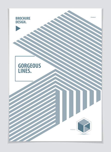 Moderne minimale Vorlage Broschüre, Flugblatt, Poster. Vektor-geometrisches Muster abstrakter Hintergrund. Streifenlinie texturierte geometrische Illustration. A4-Druckformat.