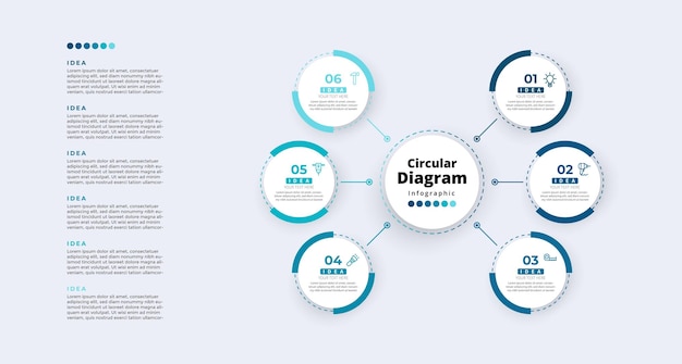 Moderne, minimalistische, elegante, saubere, kreisförmige Schritte, redigierbare Infografik-Design-Vorlage, Vektor