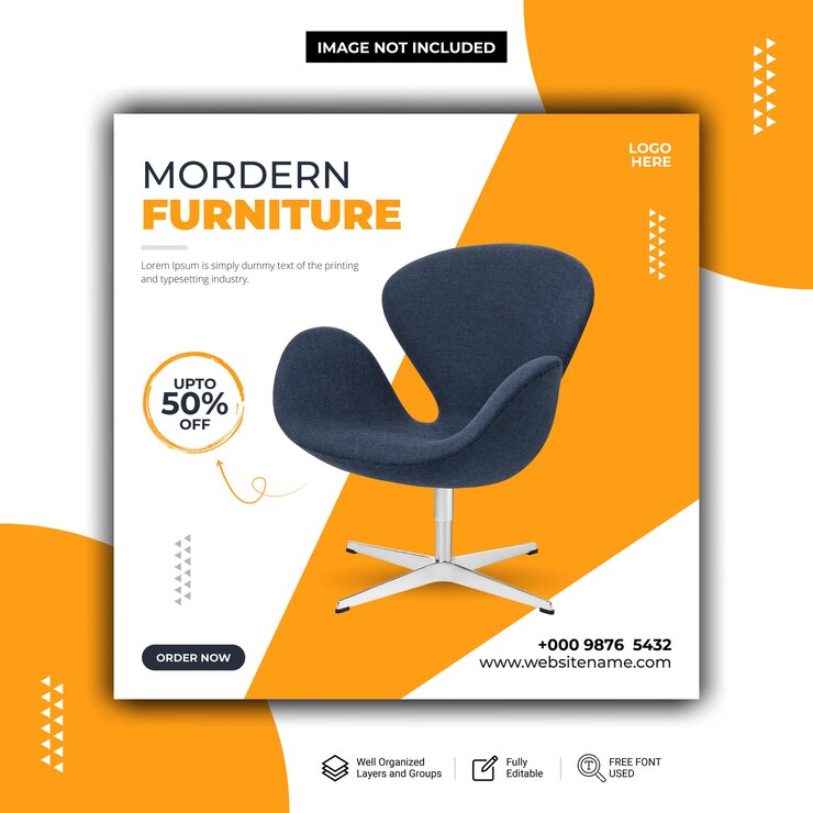 Moderne Möbel Social-Media-Beitragsvorlage Premium-Vektor