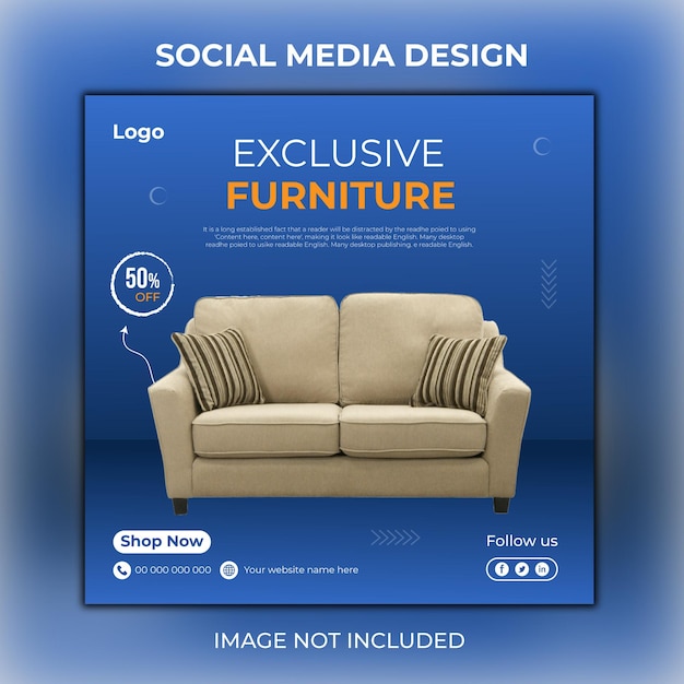 Moderne möbel social media instagram-post oder möbelverkaufsvorlage premium-vektor