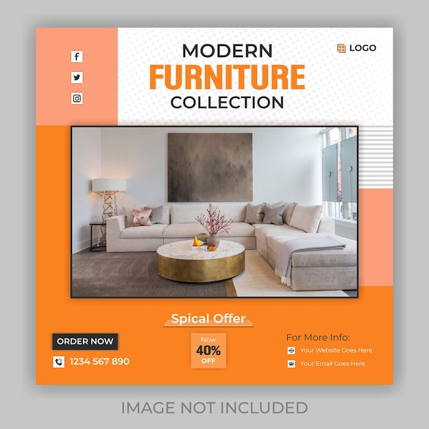 Moderne Möbel-Social-Media-Post-Design-Vorlage mit weißem Hintergrund