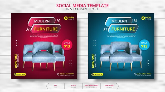 Moderne Möbel Verkauf Banner Social Media Post Vorlage Promotion
