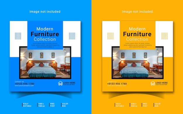 Moderne möbel verkauf social media beitrag vorlage einfach zu bearbeiten