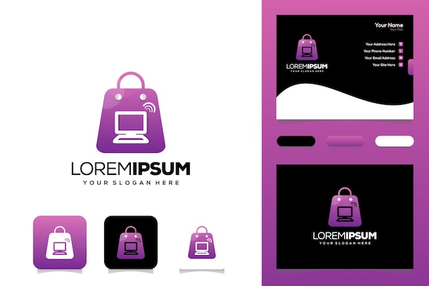 Moderne online-shop-visitenkarten-logo-vorlage