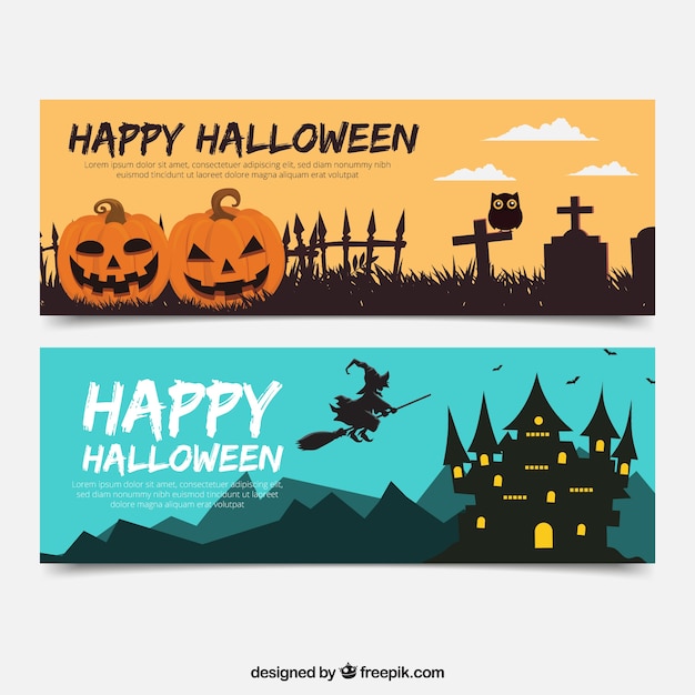 Moderne packung von flachen haloween bannern