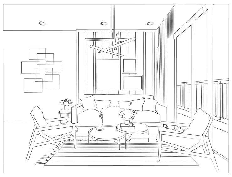 Moderne Raum-Interior-Design Hausmöbel Innenraum Haus-Zubehör Vektor-Set Illustration