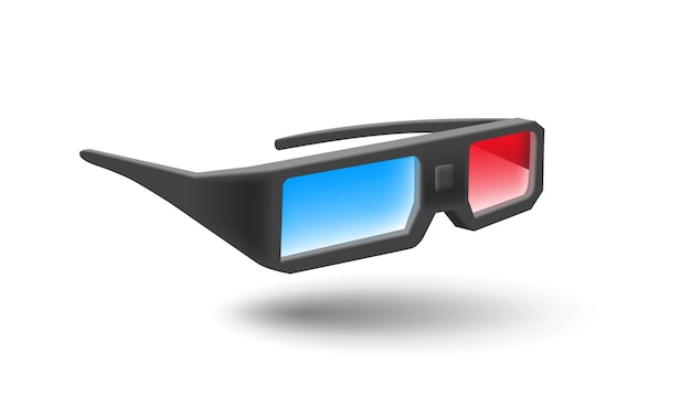 Vektor moderne realistische schwarze 3d-brille zum ansehen von filmen für kinowerbekonzepte