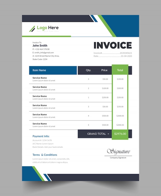 Moderne rechnung business template