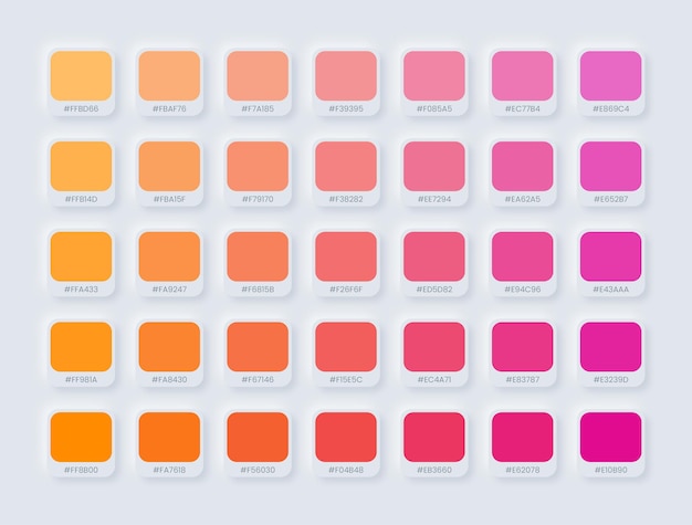 Moderne rosa orange Farbe unterschiedlicher heller Farbton für ui ux Design auf weißem neumorphem Hintergrund