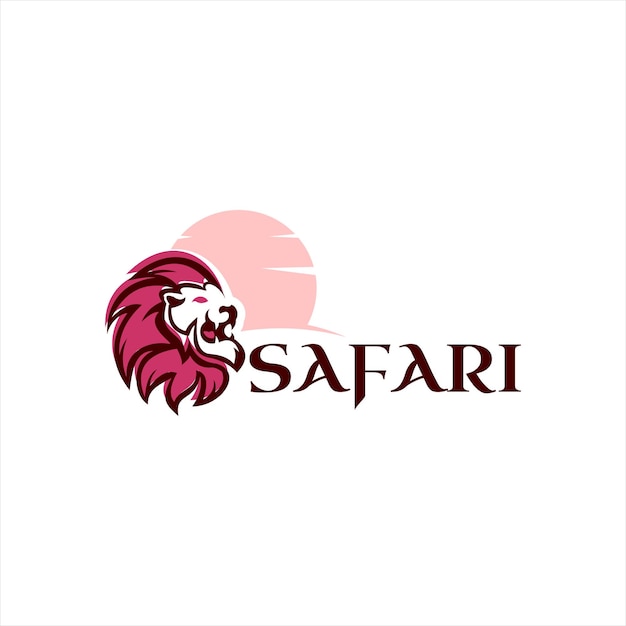 Moderne safari-reise-löwe-logo-design-vorlage