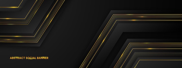 Moderne schwarze und goldene Cover-Vorlage, luxuriöse abstrakte Facebook-Banner-Vorlage.