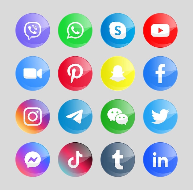 Moderne social media icons oder networking button logos