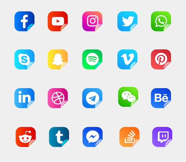 Vektor moderne social media logos und icons eingestellt