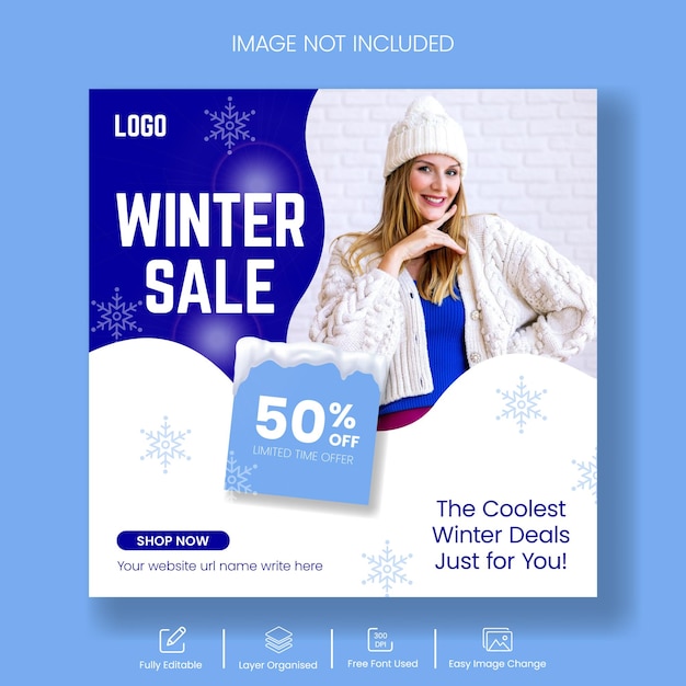 Moderne Social-Media-Post-Vorlage für Winter- und Weihnachtsverkäufe Winterverkäufe Quadratflyer