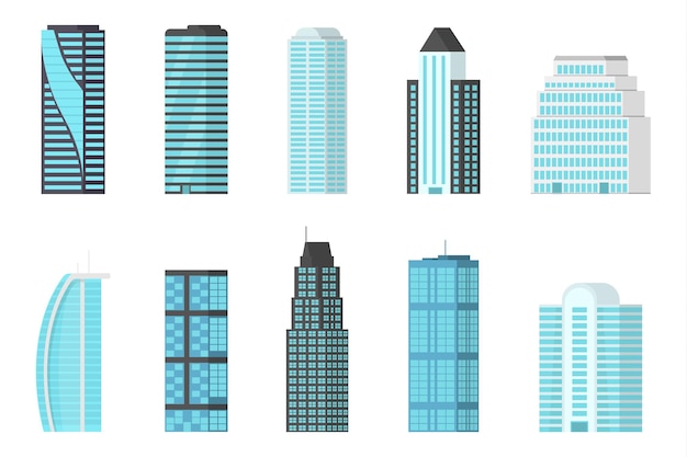 Vektor moderne stadtgebäude wolkenkratzer stadtstruktur wohn- und geschäftshaus wohnung