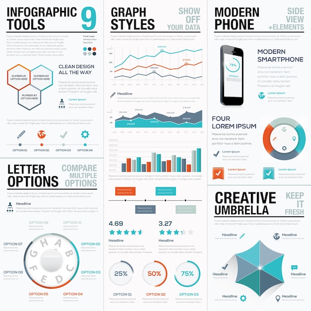 Moderne statistiken und info-grafik-vektor-elemente für unternehmen