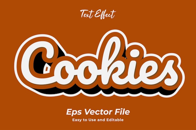 Moderne texteffekt-cookies bearbeitbarer und einfach zu verwendender premium-vektor