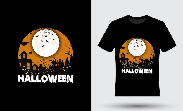 Moderne, trendige, fröhliche halloween-t-shirt-designvorlage.