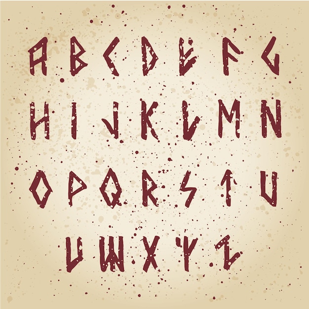 Moderne VektorRunenStil Alphabet ABCPaintad