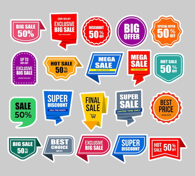 moderne Verkaufs- und Etiketten-Sticker-Sammlung