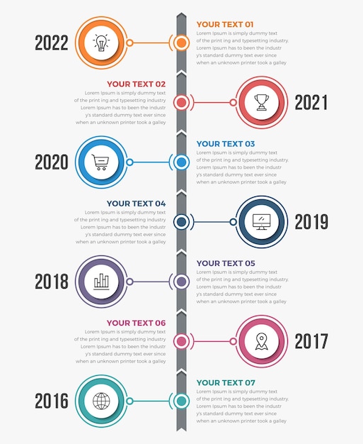 Vektor moderne vertikale zeitachsen-infografiken