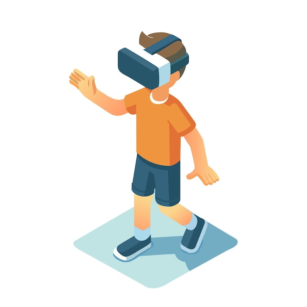Moderne virtuelle Realität Vektor-Ikonen von Jungen