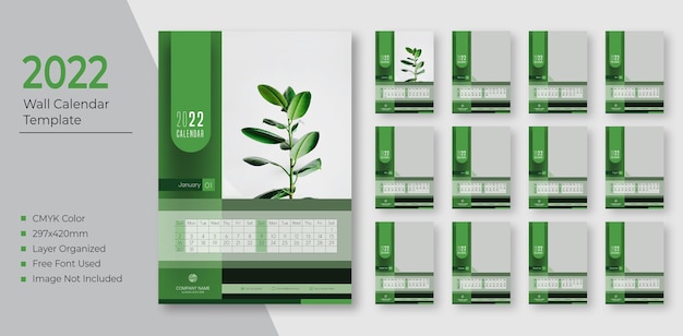 Moderne Wandkalender 2022 Designvorlage