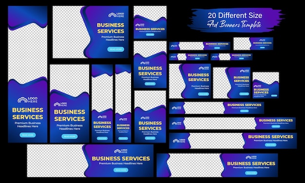 Moderne Web-Header-Vorlagen-Satz Gradient abstrakte horizontale und vertikale Web-Cover-Banner-Hintergrund