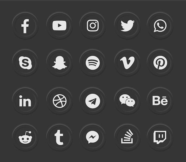 Vektor moderne webikonen der sozialen medien eingestellt