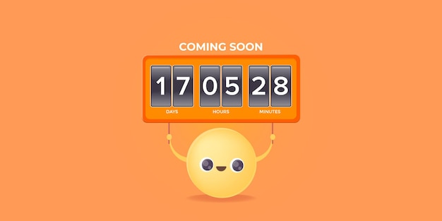 Moderne webseitenvorlage mit smiley-gesicht mit countdown