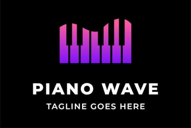 Moderne welle klaviertaste musikinstrument logo design vektor