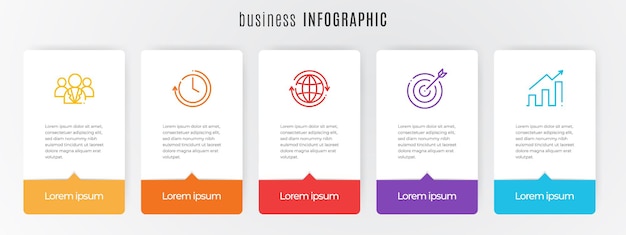 Moderne Zeitleiste Infografik Vorlage 5 Schritte