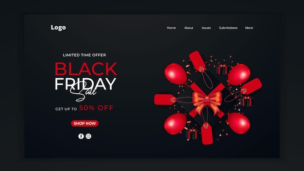 Moderne zielseiten-designvorlage für den black friday-verkauf