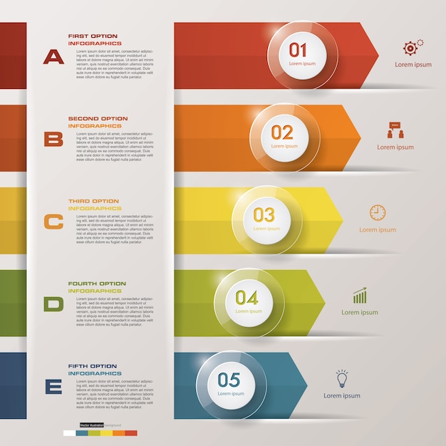 Modernen 5 Optionen Präsentationsgeschäft Infografiken Vorlage