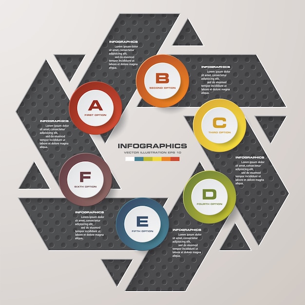 Modernen 6 optionen präsentationsgeschäft infografiken vorlage