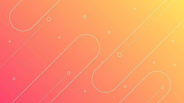 Moderner abstrakter Hintergrund mit diagonalen Linien im Retro-Memphis-Stil und hellrot-orangefarbenem Farbverlauf