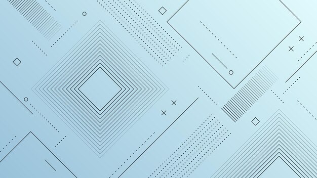 Moderner abstrakter Hintergrund mit Retro-Memphis-Elementen und pastellblauer Verlaufsfarbe