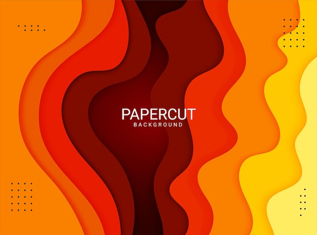 Moderner abstrakter orangefarbener papierschnitt formt wellenhintergrund premium-vektor
