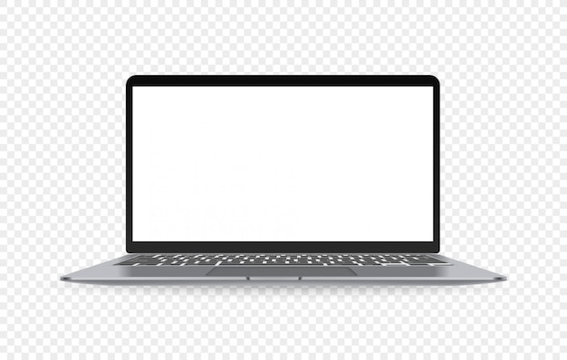 Moderner Breitbild-Laptop mit leerem Bildschirm lokalisiert auf transparentem Hintergrund
