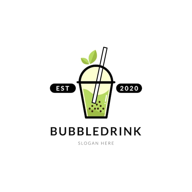 Moderner bubble-drink-tee mit blatt