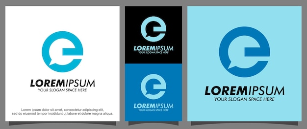 Vektor moderner buchstabe e und talk-logo-vorlage