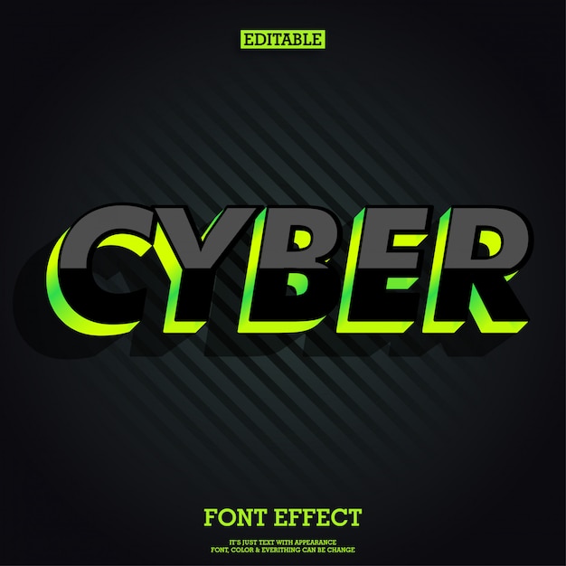 Vektor moderner cyber-font-effekt glänzend schwarz mit grünem licht